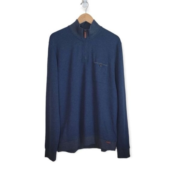 Ted Baker Navy Heathered 1/4 Zip Pullover Large - Picture 1 of 5